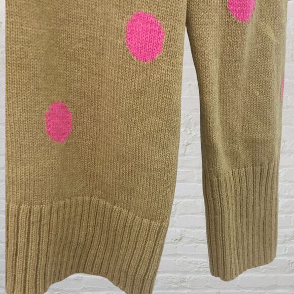 Gap Polka Dot Sweater Size Large Beige Pink V-Neck Wool Blend - Picture 10 of 14